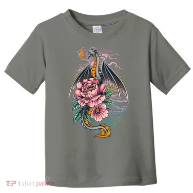 Springtime Floral Fire Dragon Toddler T-Shirt