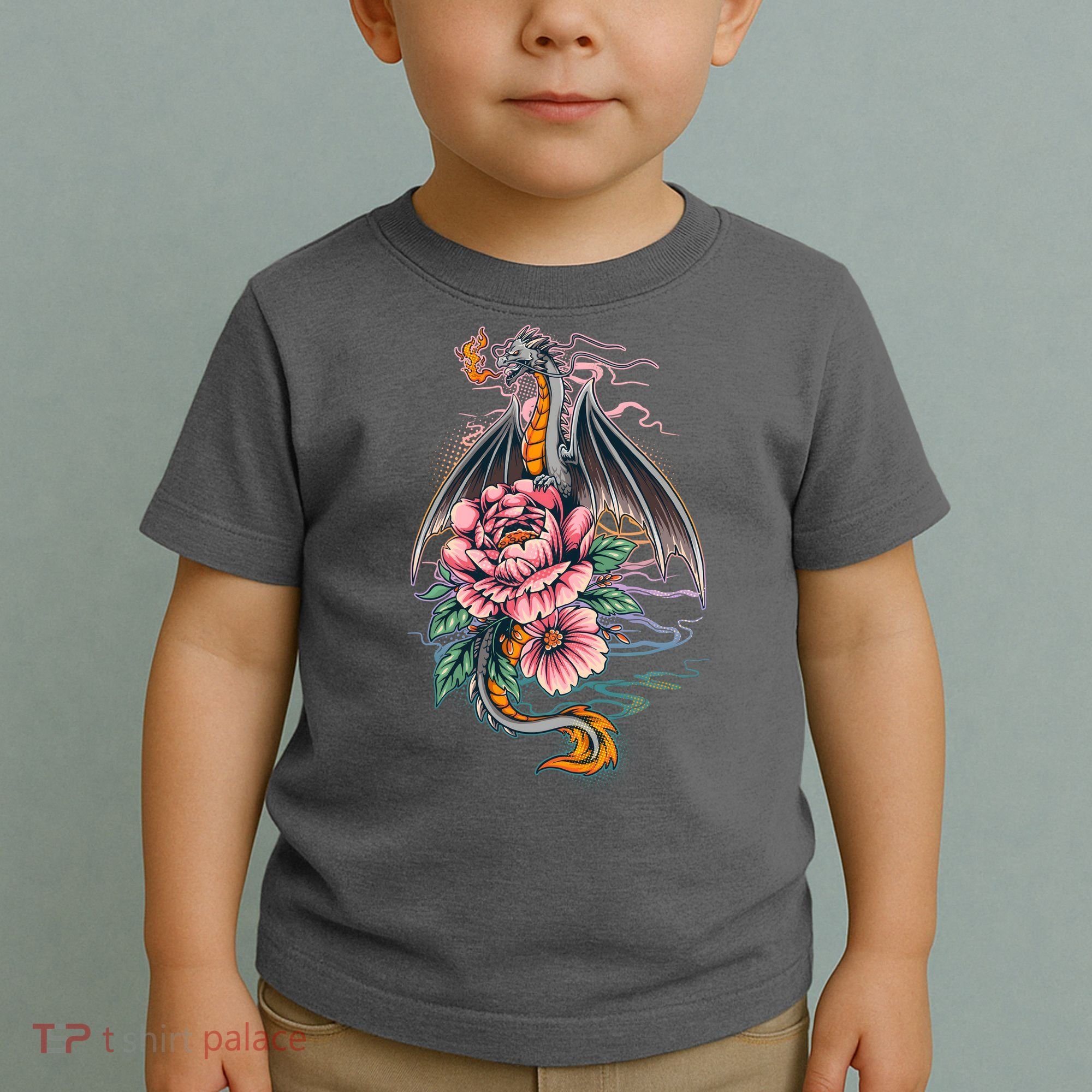 Springtime Floral Fire Dragon Toddler T-Shirt