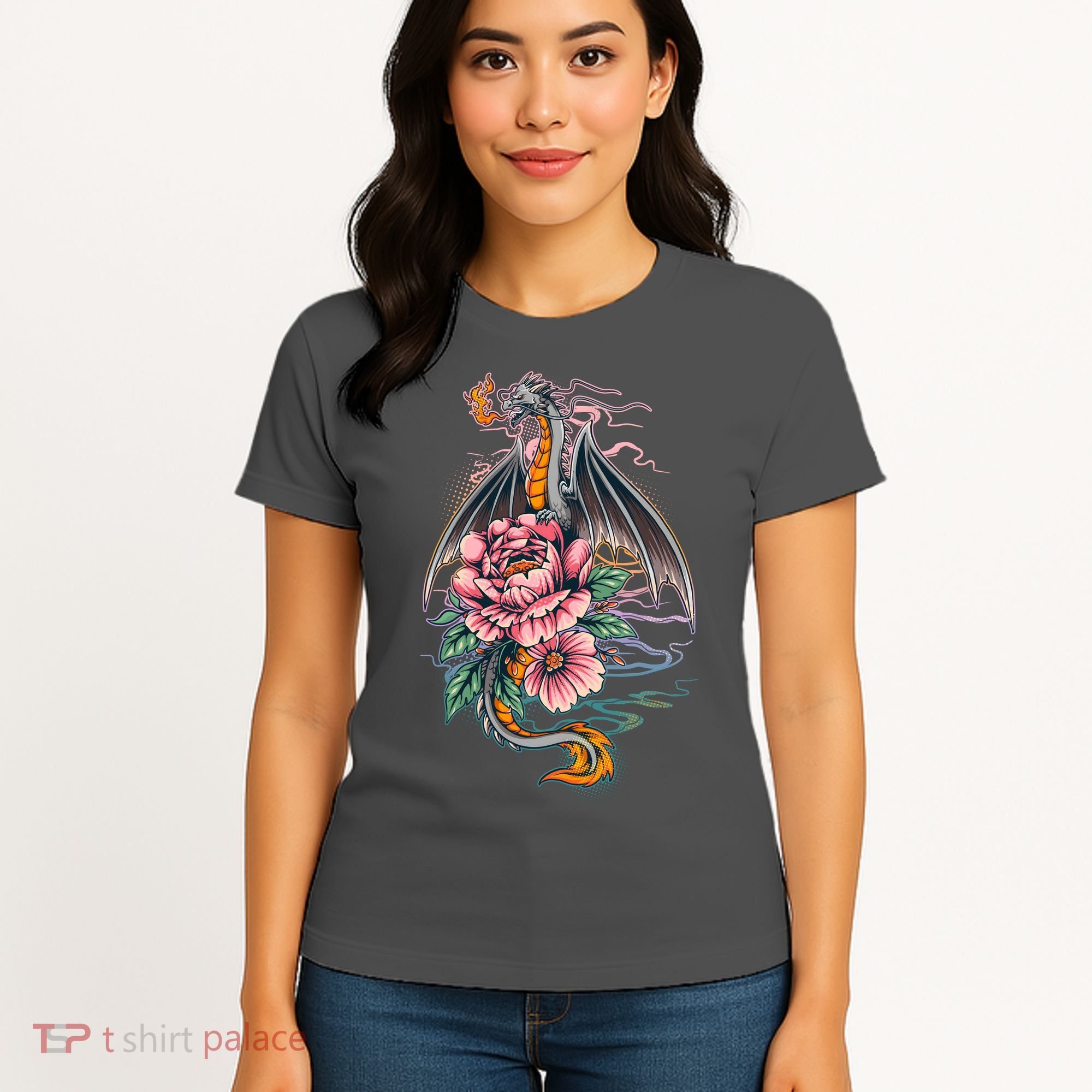 Springtime Floral Fire Dragon Women's T-Shirt