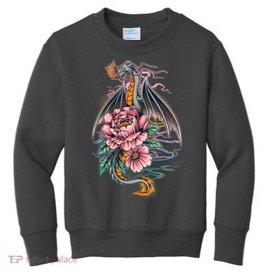 Springtime Floral Fire Dragon Kids Sweatshirt