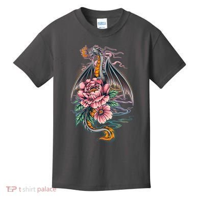Springtime Floral Fire Dragon Kids T-Shirt