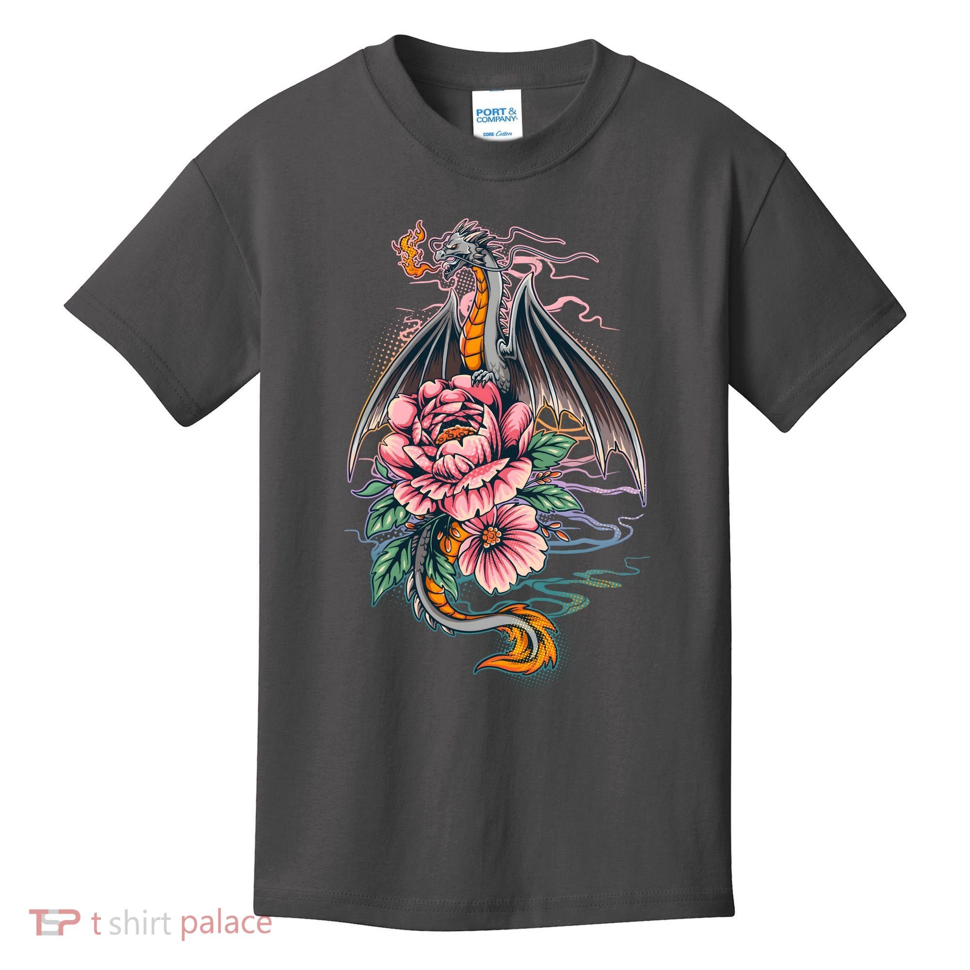 Springtime Floral Fire Dragon Kids T-Shirt