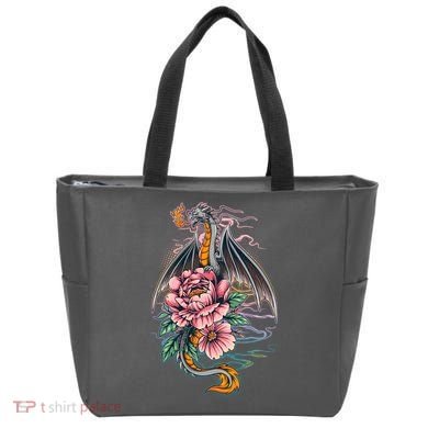 Springtime Floral Fire Dragon Tote Bag