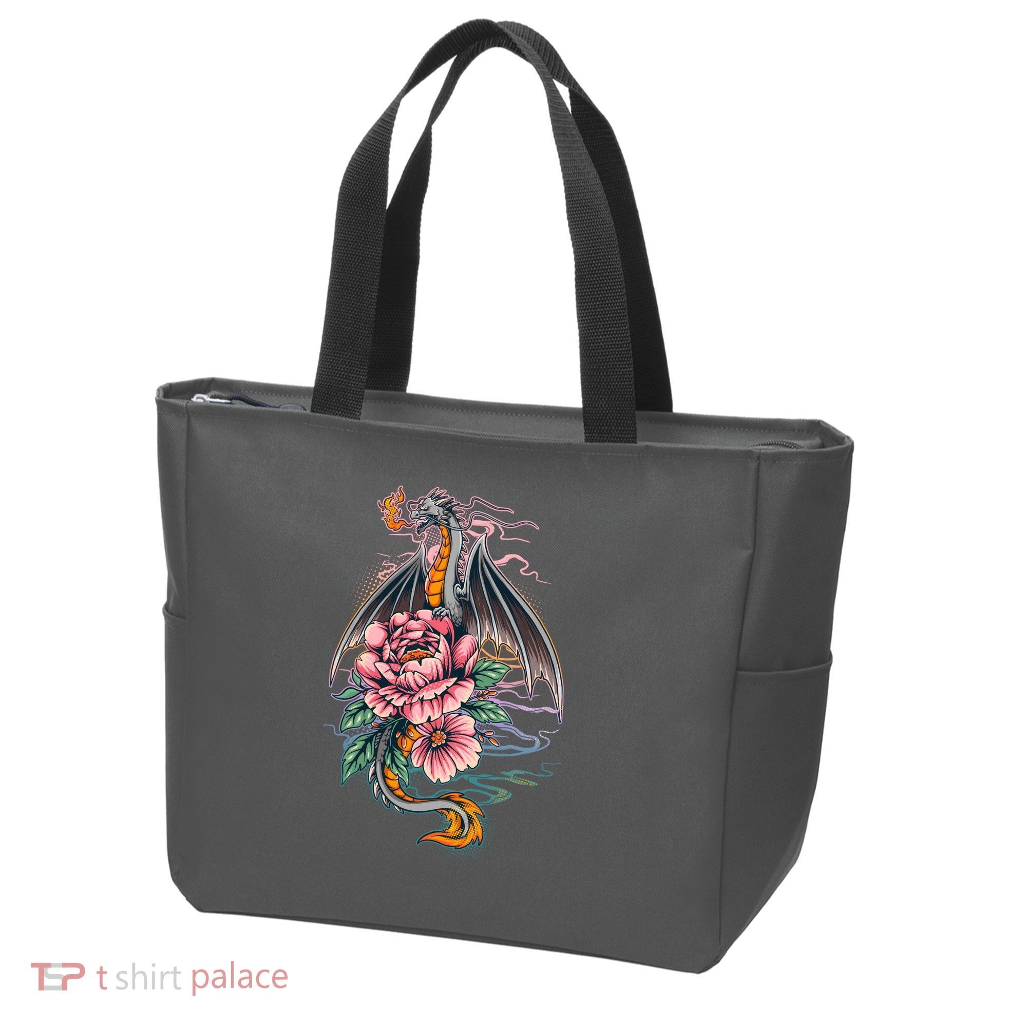 Springtime Floral Fire Dragon Tote Bag