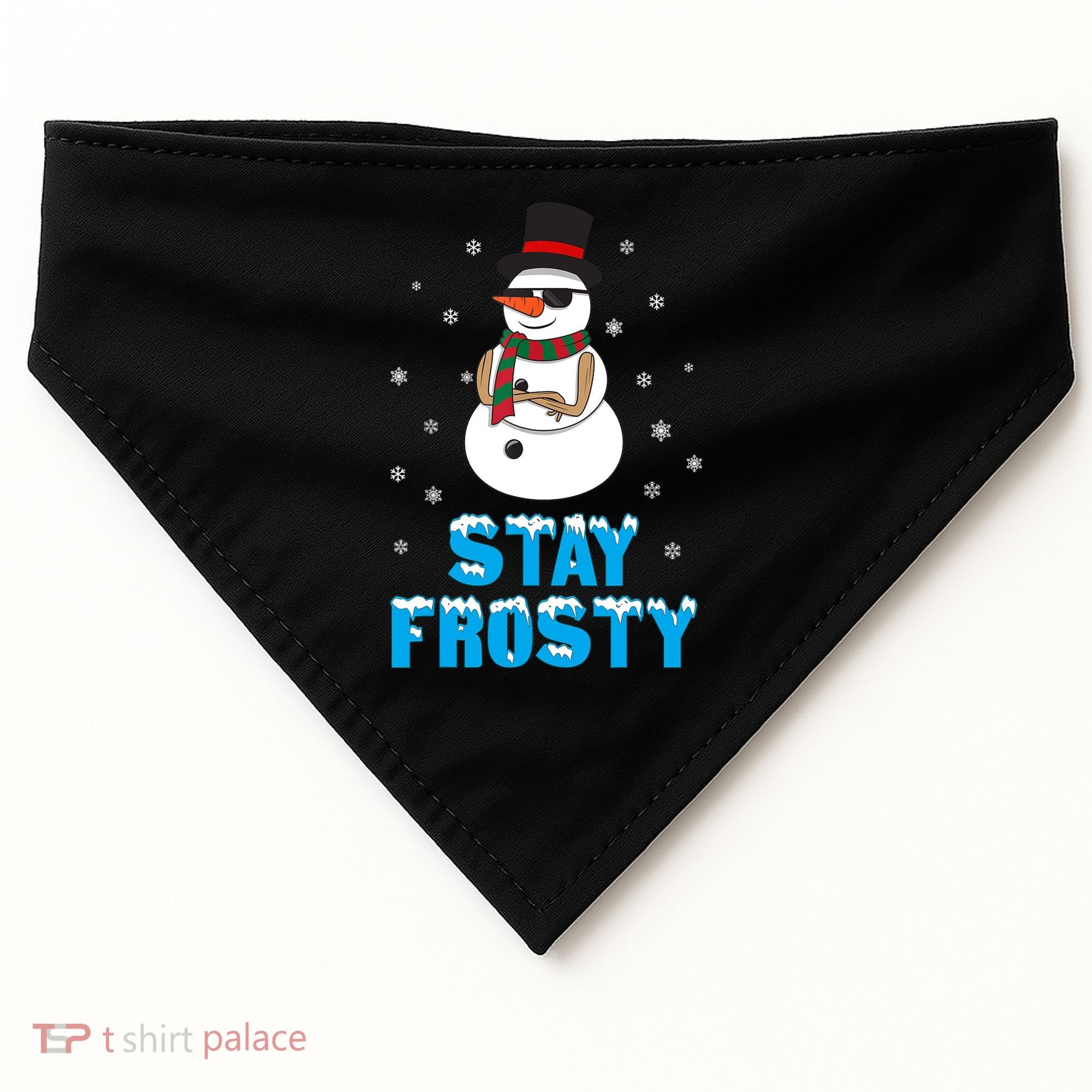 Stay Frosty Funny Christmas Cool Snowman T USA-Made Doggie Bandana