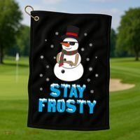 Stay Frosty Funny Christmas Cool Snowman T Golf Towel thumb 1