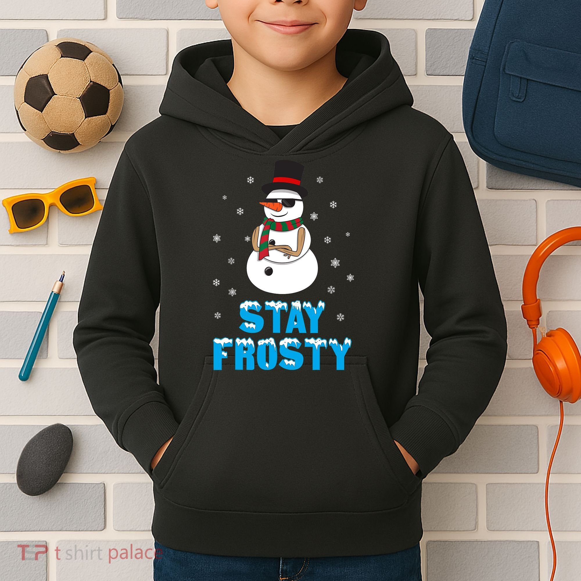 Stay Frosty Funny Christmas Cool Snowman T Kids Hoodie