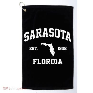 Sarasota Florida FL Vintage State Athletic Style Golf Towel