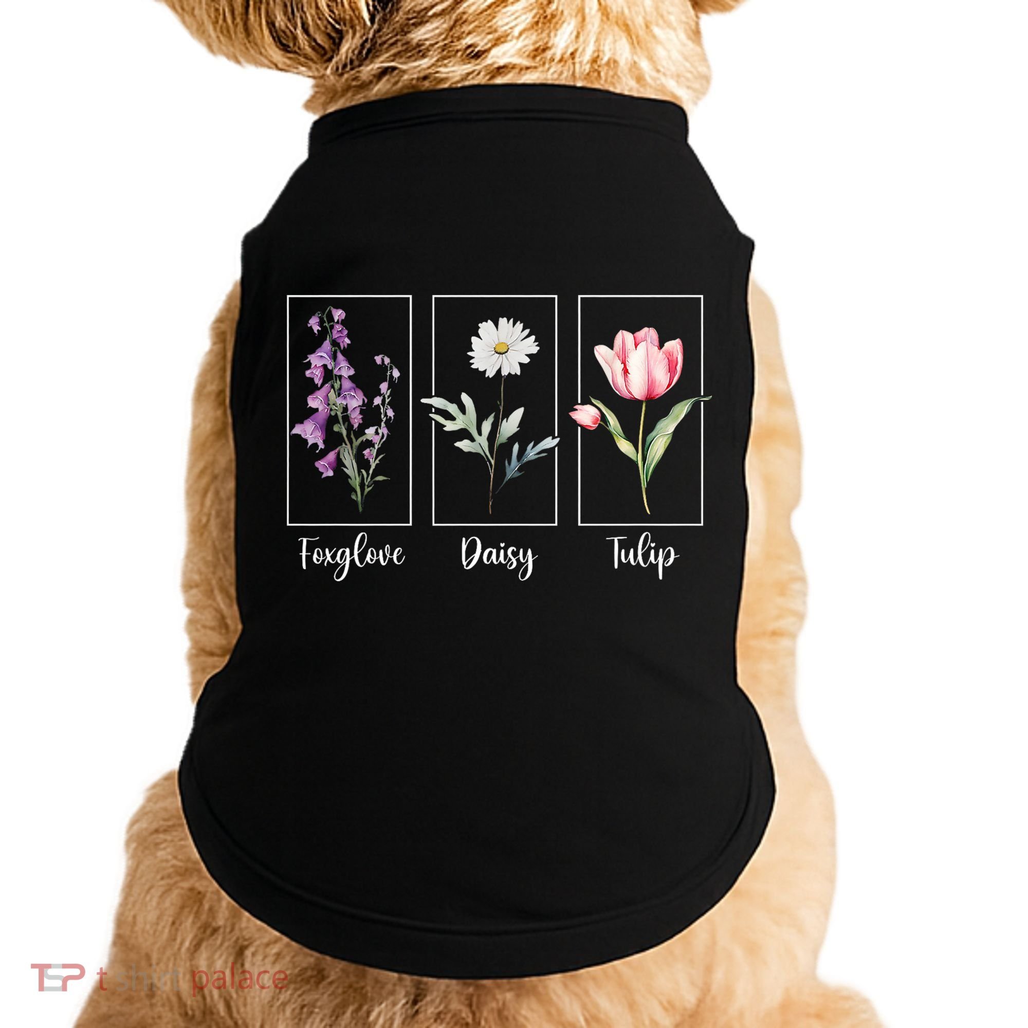 Subtle Floral Foxglove Daisy Tulip Flowers Women Doggie Tank
