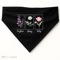 Subtle Floral Foxglove Daisy Tulip Flowers Women USA-Made Doggie Bandana thumb 0