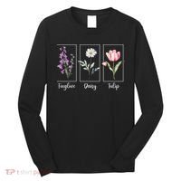 Subtle Floral Foxglove Daisy Tulip Flowers Women Long Sleeve Shirt thumb 0