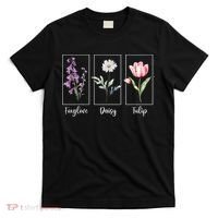 Subtle Floral Foxglove Daisy Tulip Flowers Women T-Shirt thumb 0
