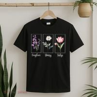 Subtle Floral Foxglove Daisy Tulip Flowers Women T-Shirt thumb 2