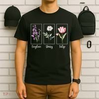 Subtle Floral Foxglove Daisy Tulip Flowers Women T-Shirt thumb 6