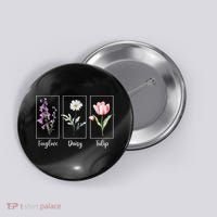Subtle Floral Foxglove Daisy Tulip Flowers Women Button thumb 0