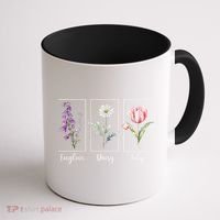 Subtle Floral Foxglove Daisy Tulip Flowers Women Coffee Mug thumb 1