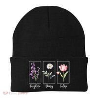 Subtle Floral Foxglove Daisy Tulip Flowers Women Beanie thumb 0