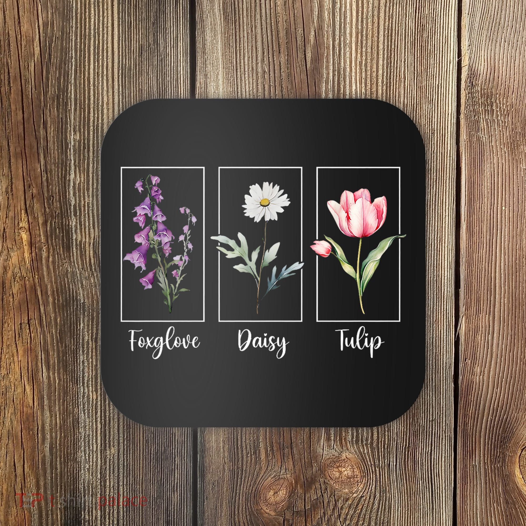 Subtle Floral Foxglove Daisy Tulip Flowers Women Coaster