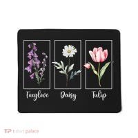 Subtle Floral Foxglove Daisy Tulip Flowers Women Mousepad thumb 0