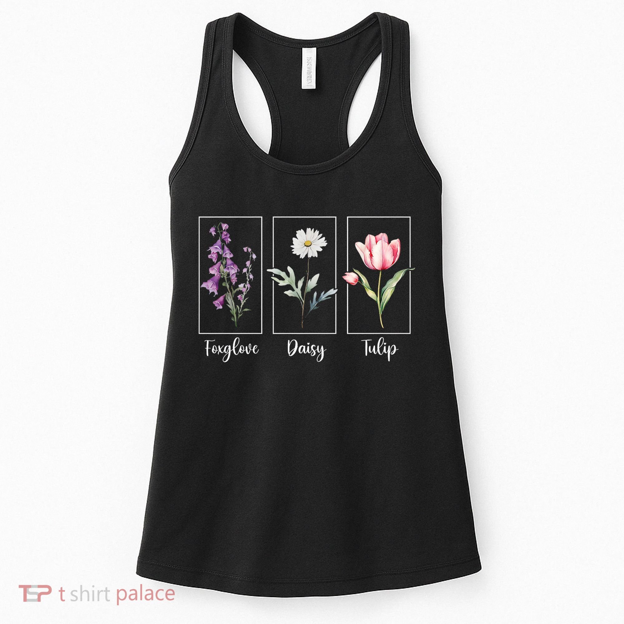 Subtle Floral Foxglove Daisy Tulip Flowers Women Women's Tank Top