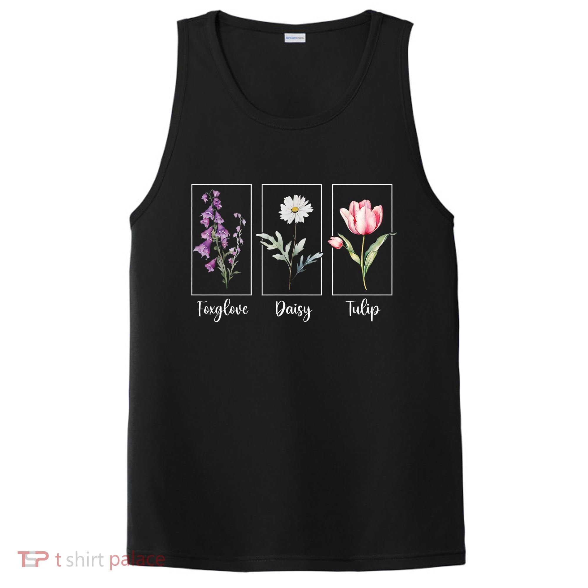Subtle Floral Foxglove Daisy Tulip Flowers Women PosiCharge Competitor Tank