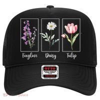 Subtle Floral Foxglove Daisy Tulip Flowers Women Hat thumb 0