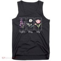 Subtle Floral Foxglove Daisy Tulip Flowers Women Tank Top thumb 0