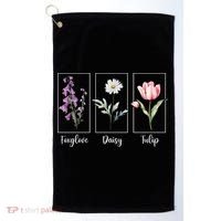 Subtle Floral Foxglove Daisy Tulip Flowers Women Golf Towel thumb 0