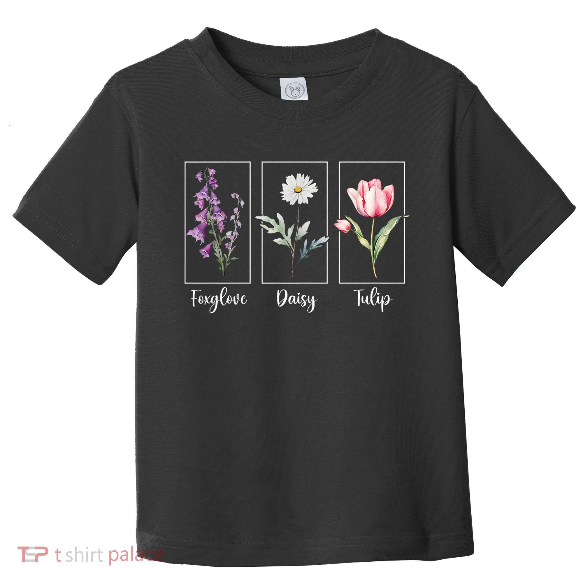 Subtle Floral Foxglove Daisy Tulip Flowers Women Toddler T-Shirt