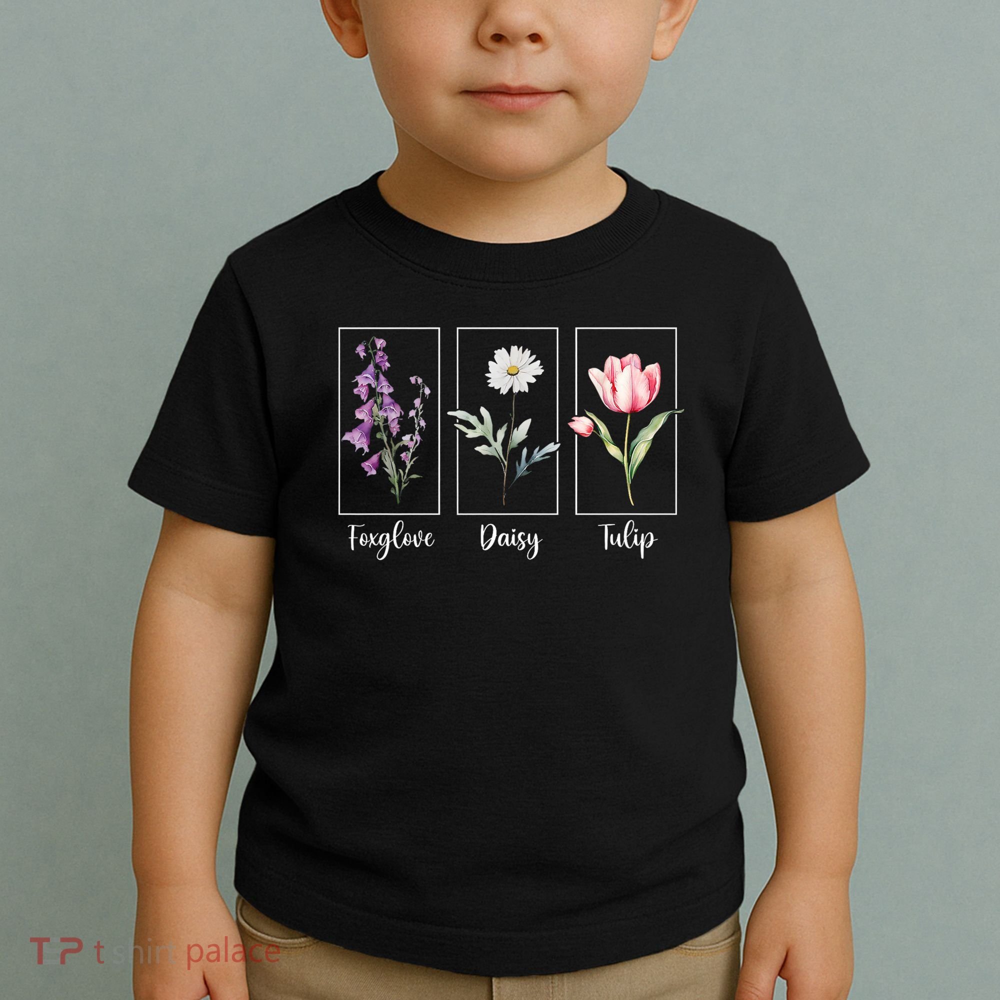 Subtle Floral Foxglove Daisy Tulip Flowers Women Toddler T-Shirt
