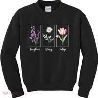 Subtle Floral Foxglove Daisy Tulip Flowers Women Kids Sweatshirt thumb 0