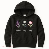 Subtle Floral Foxglove Daisy Tulip Flowers Women Kids Hoodie thumb 0