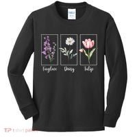 Subtle Floral Foxglove Daisy Tulip Flowers Women Kids Long Sleeve Shirt thumb 0