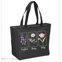 Subtle Floral Foxglove Daisy Tulip Flowers Women Tote Bag thumb 2