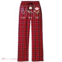 Subtle Floral Foxglove Daisy Tulip Flowers Women Women's Flannel Plaid Pajama Pants thumb 0