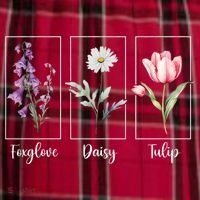 Subtle Floral Foxglove Daisy Tulip Flowers Women Women's Flannel Plaid Pajama Pants thumb 2