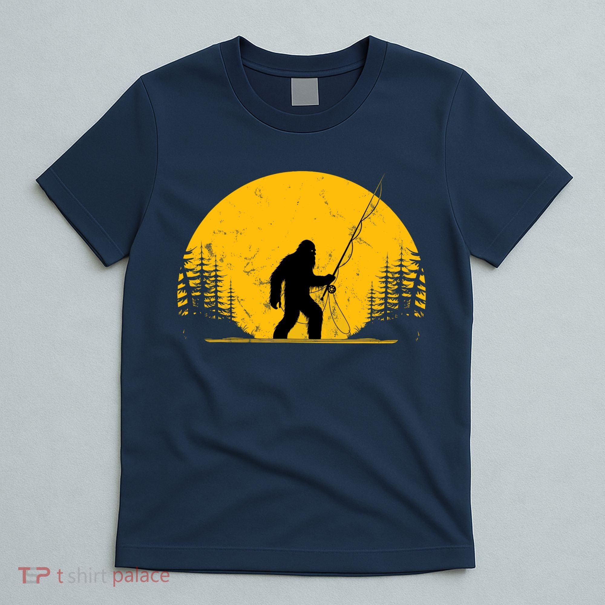 Sasquatch Fly Fishing Vintage Trout Fisherman Funny T-Shirt