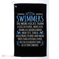 Swimmers Facts Funny Swimming Coach Golf Towel thumb 0