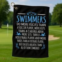 Swimmers Facts Funny Swimming Coach Golf Towel thumb 1
