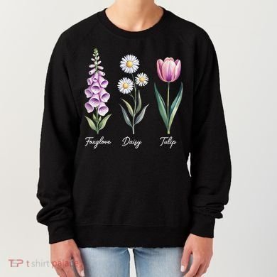 Subtle Floral Flowers Foxglove Daisy Tulip Women's Sweatshirt