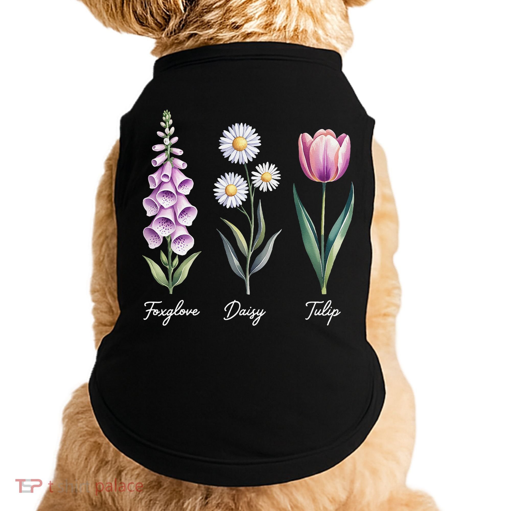 Subtle Floral Flowers Foxglove Daisy Tulip Doggie Tank