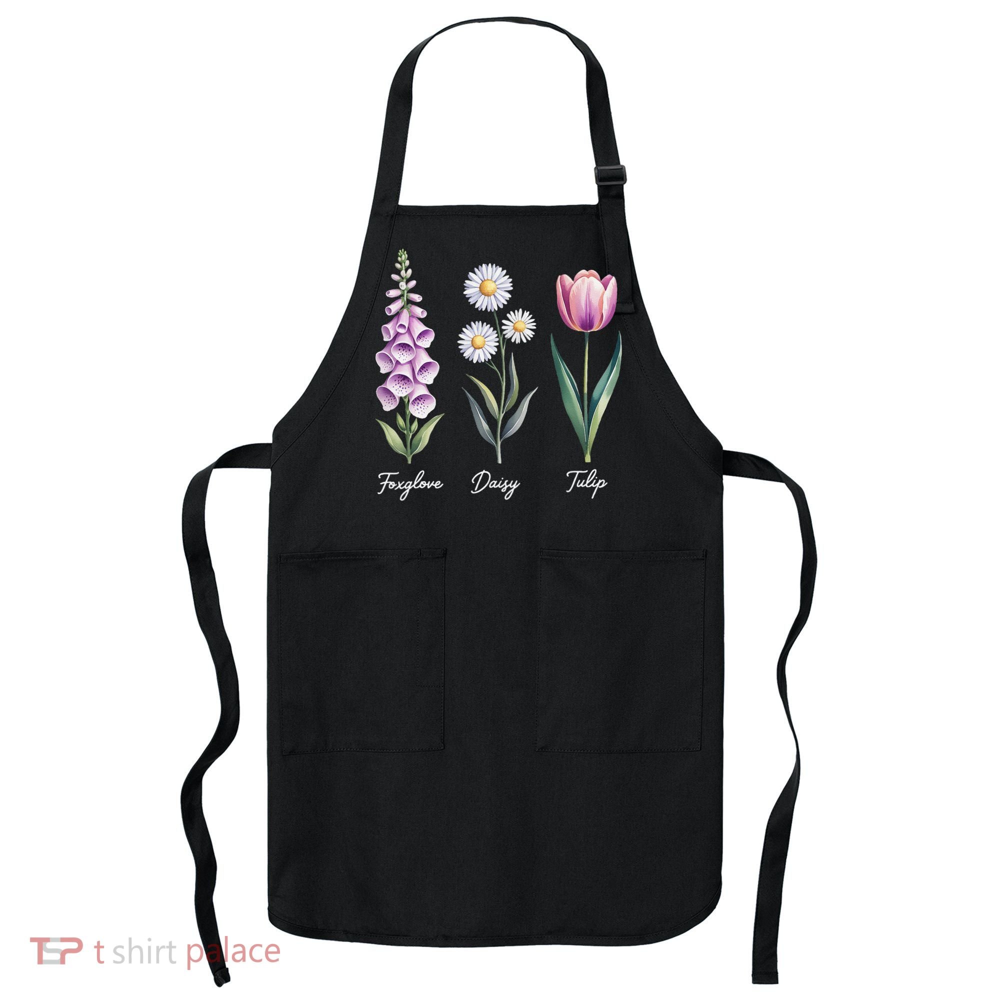 Subtle Floral Flowers Foxglove Daisy Tulip Apron