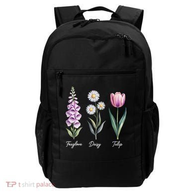 Subtle Floral Flowers Foxglove Daisy Tulip Backpack