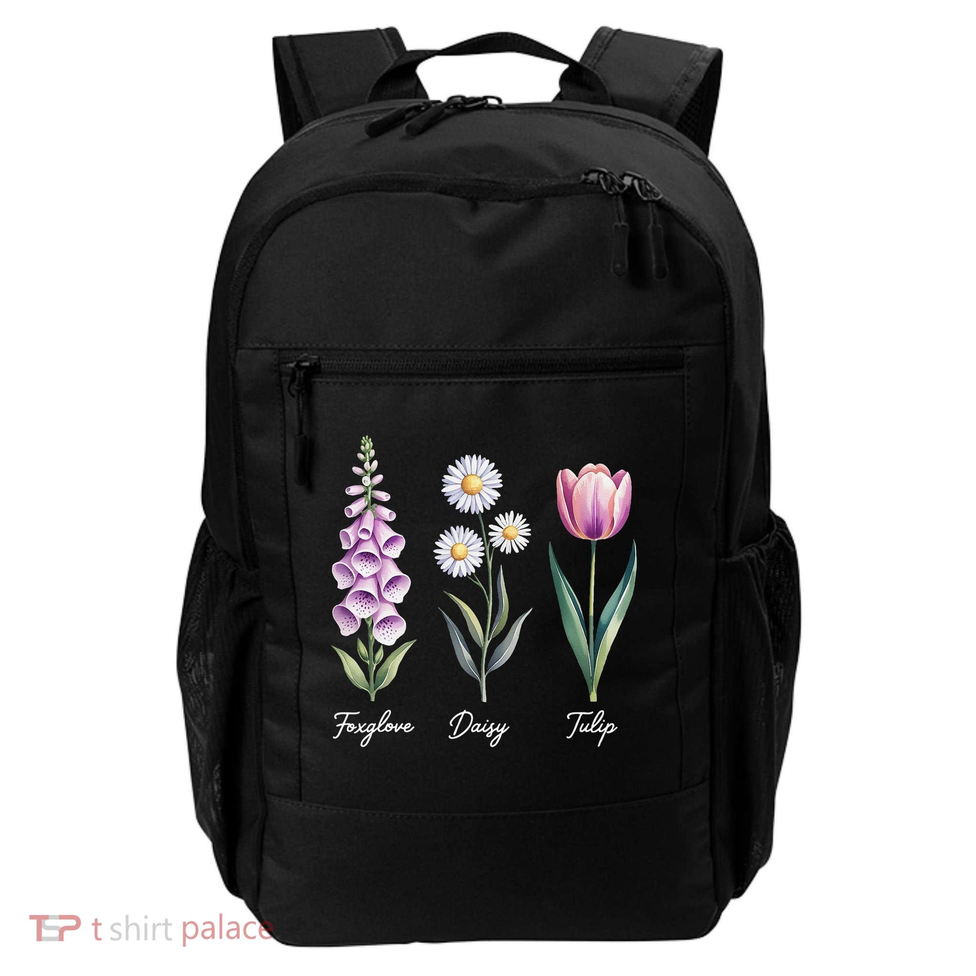Subtle Floral Flowers Foxglove Daisy Tulip Backpack