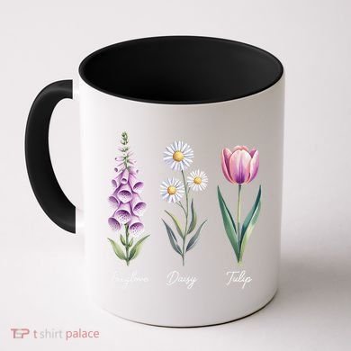 Subtle Floral Flowers Foxglove Daisy Tulip Coffee Mug