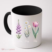Subtle Floral Flowers Foxglove Daisy Tulip Coffee Mug thumb 0