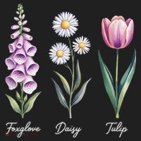 Subtle Floral Flowers Foxglove Daisy Tulip Beanie thumb 2