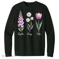 Subtle Floral Flowers Foxglove Daisy Tulip V.I.T. Fleece Crew Sweatshirt thumb 0