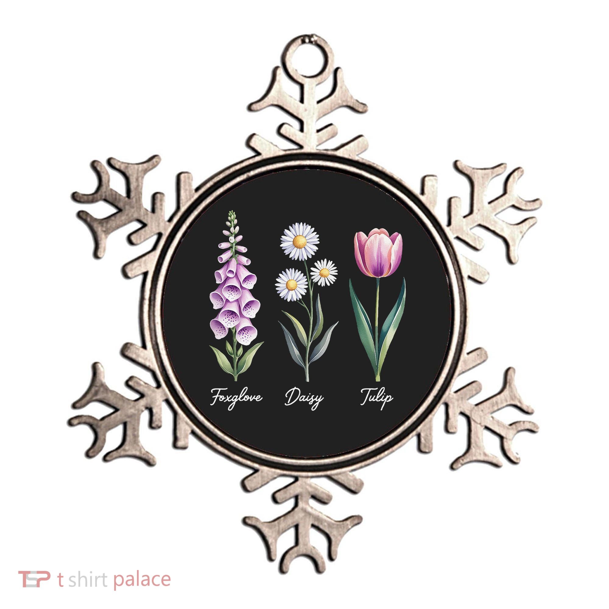 Subtle Floral Flowers Foxglove Daisy Tulip Ornament