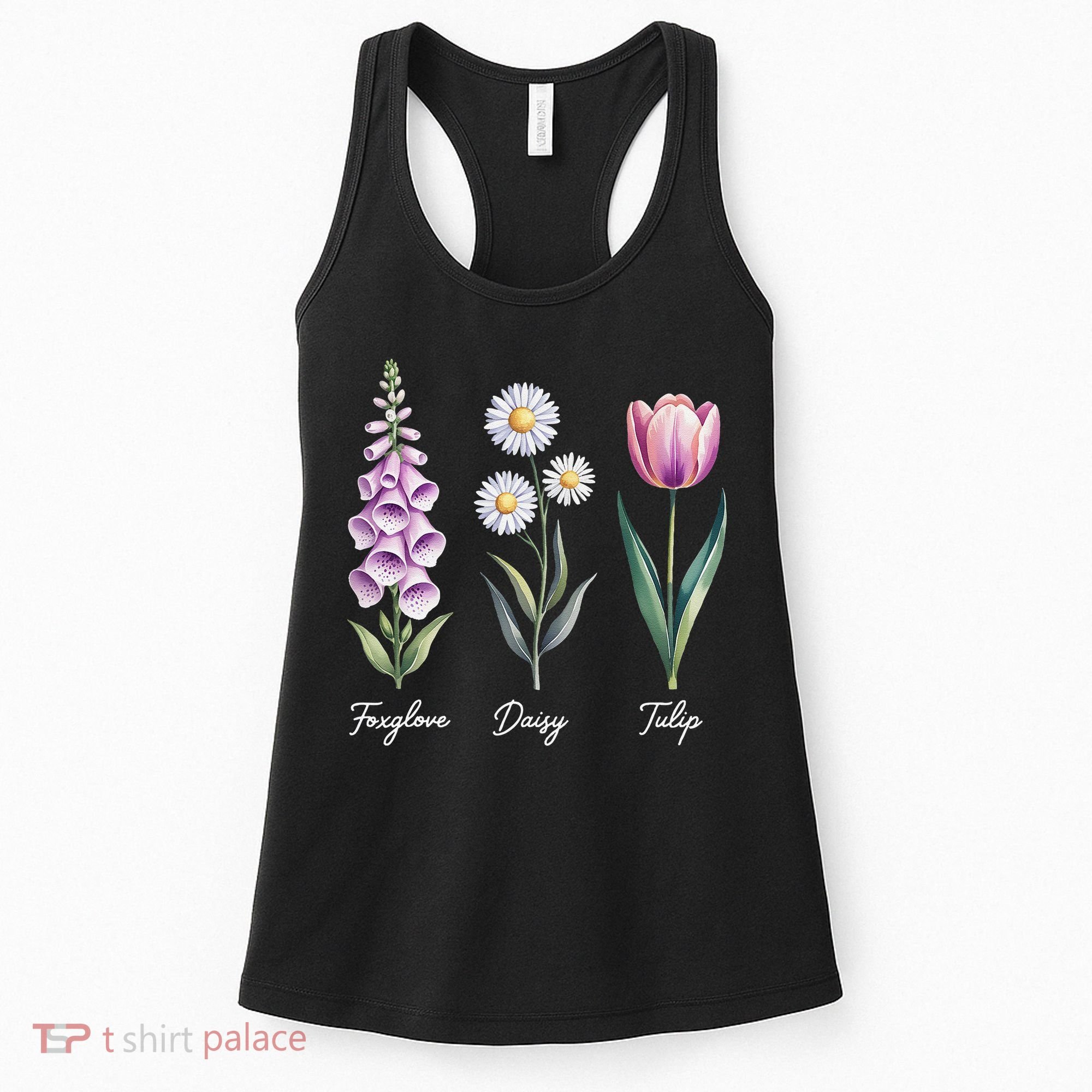 Subtle Floral Flowers Foxglove Daisy Tulip Women's Tank Top